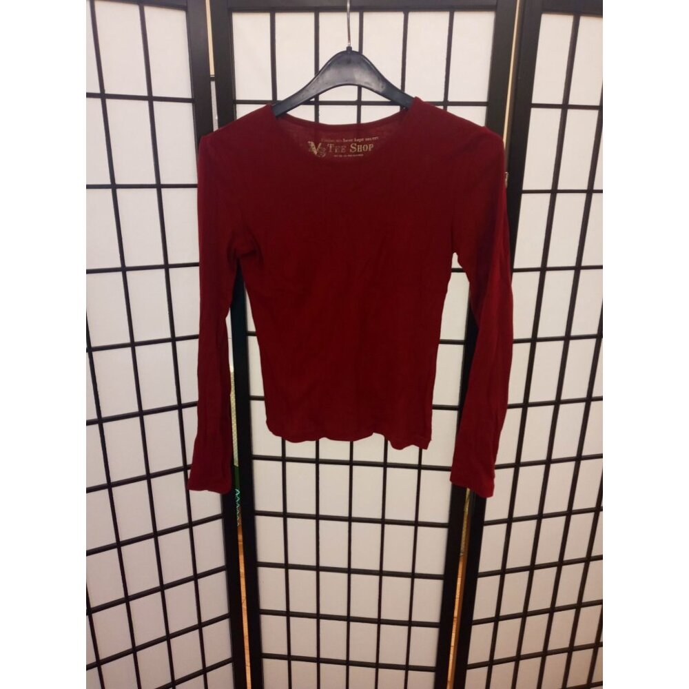 Victorias Secret Tee Shop Long Sleeve T-Shirt Red XS Fashion's Best Kept Secre
